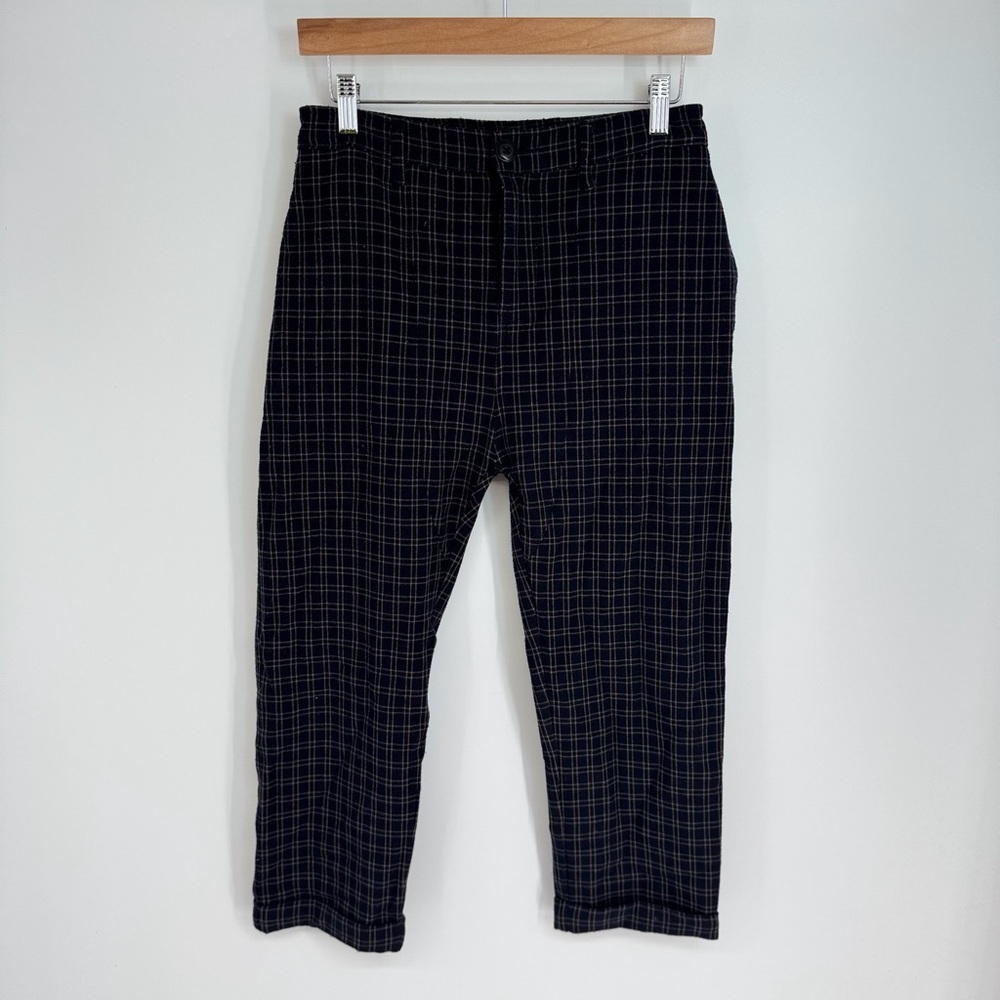 The Great. Ranger Plaid Mid Rise Straight Leg Cropped Leg Dress Pants
